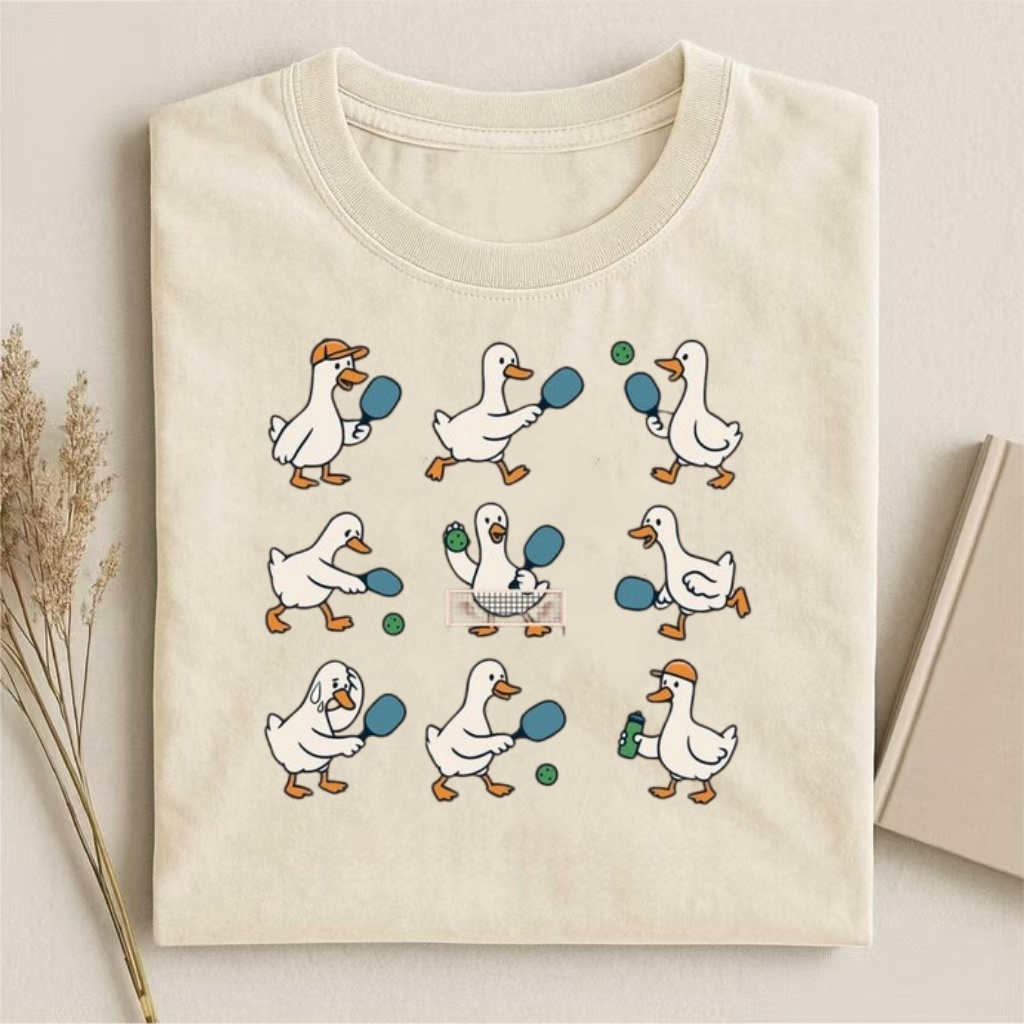 Duck Pickleball Poses Cartoon T-shirt