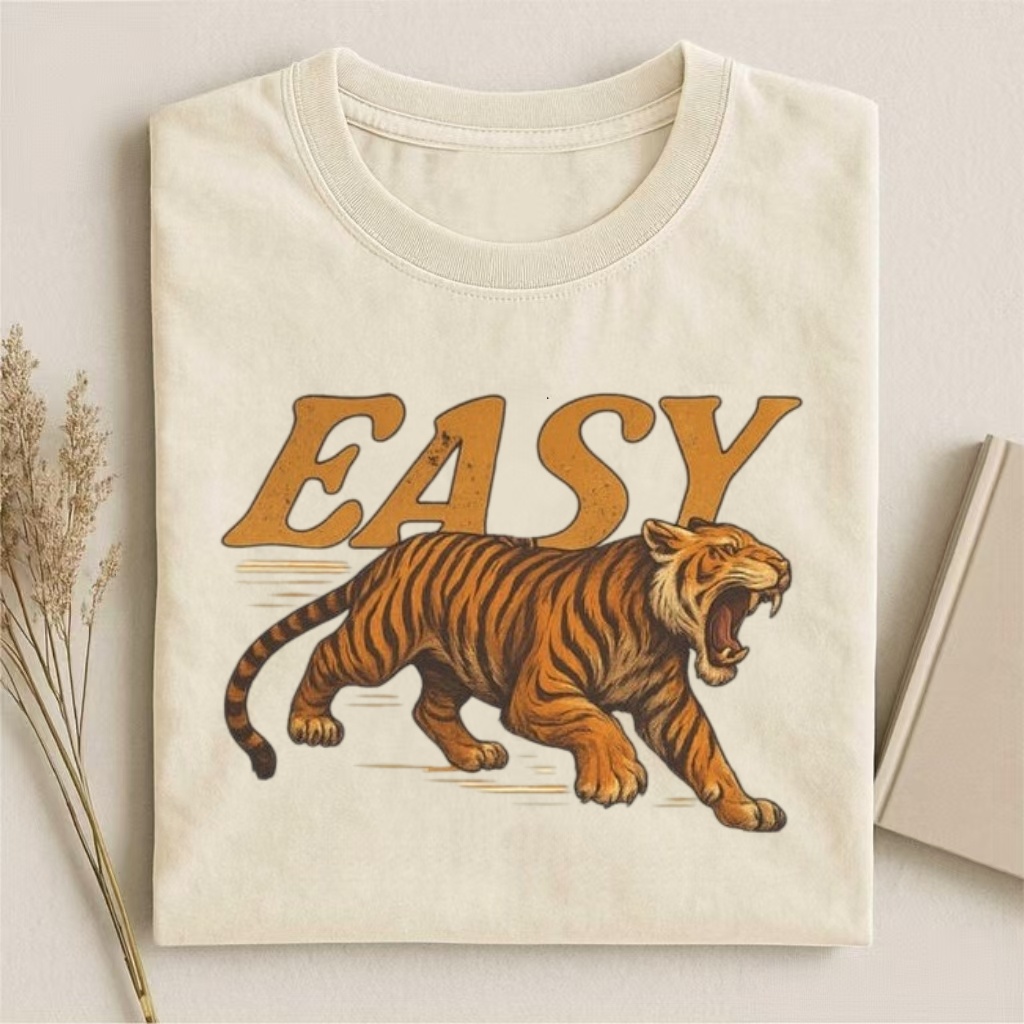 "Easy" Tiger Retro Graphic T-shirt