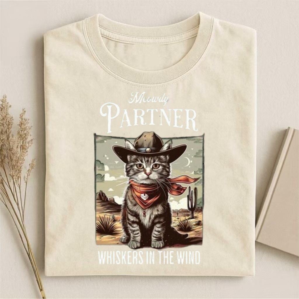 "Meowdy Partner" Cowboy Cat Western T-shirt