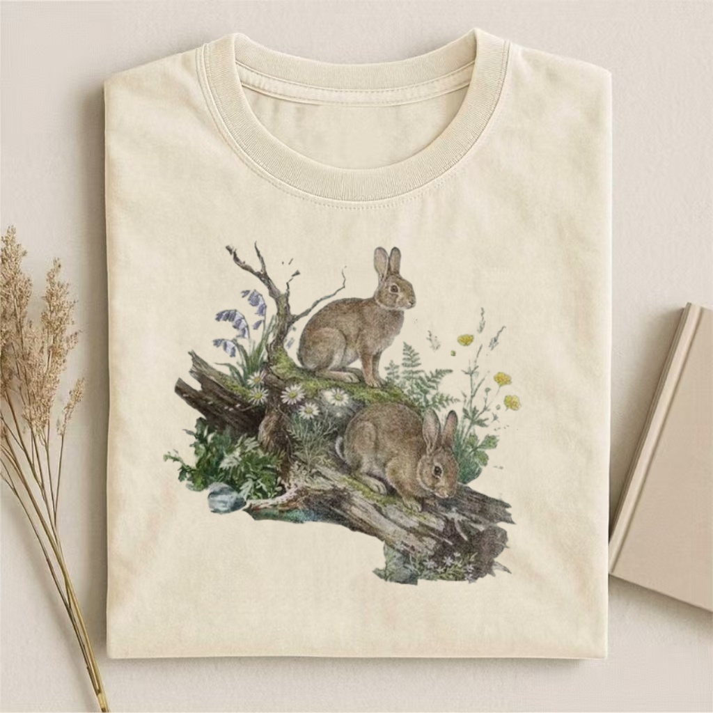 Vintage Rabbit Wildlife Art T-shirt
