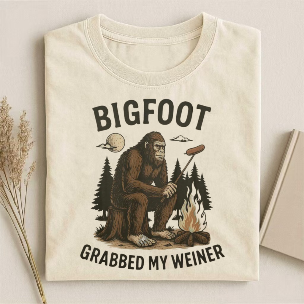 "Bigfoot Grabbed My Weiner" Funny Cryptid T-shirt