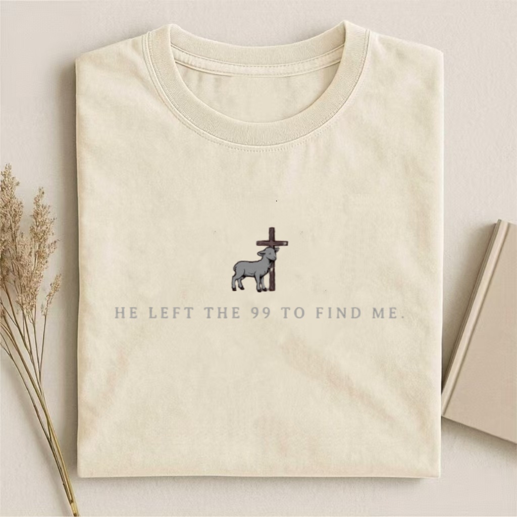 "He Left The 99 To Find Me" Lamb Cross T-Shirt