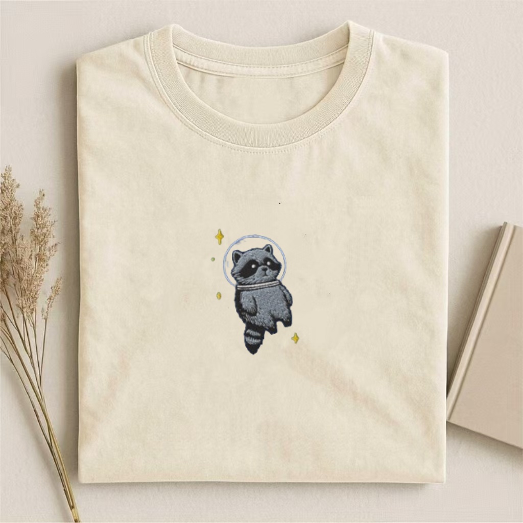 Space Raccoon Embroidered T-shirt