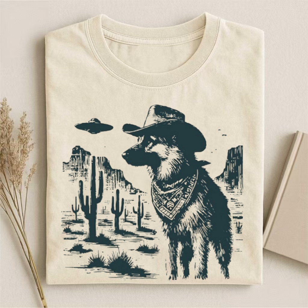 Vintage German Shepherd UFO T-shirt