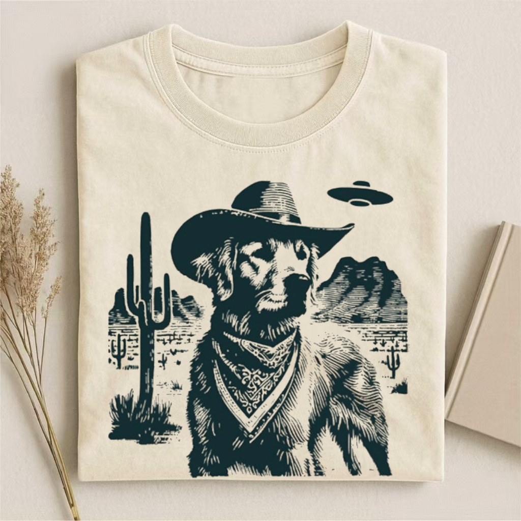 Vintage Golden Retriever UFO T-shirt