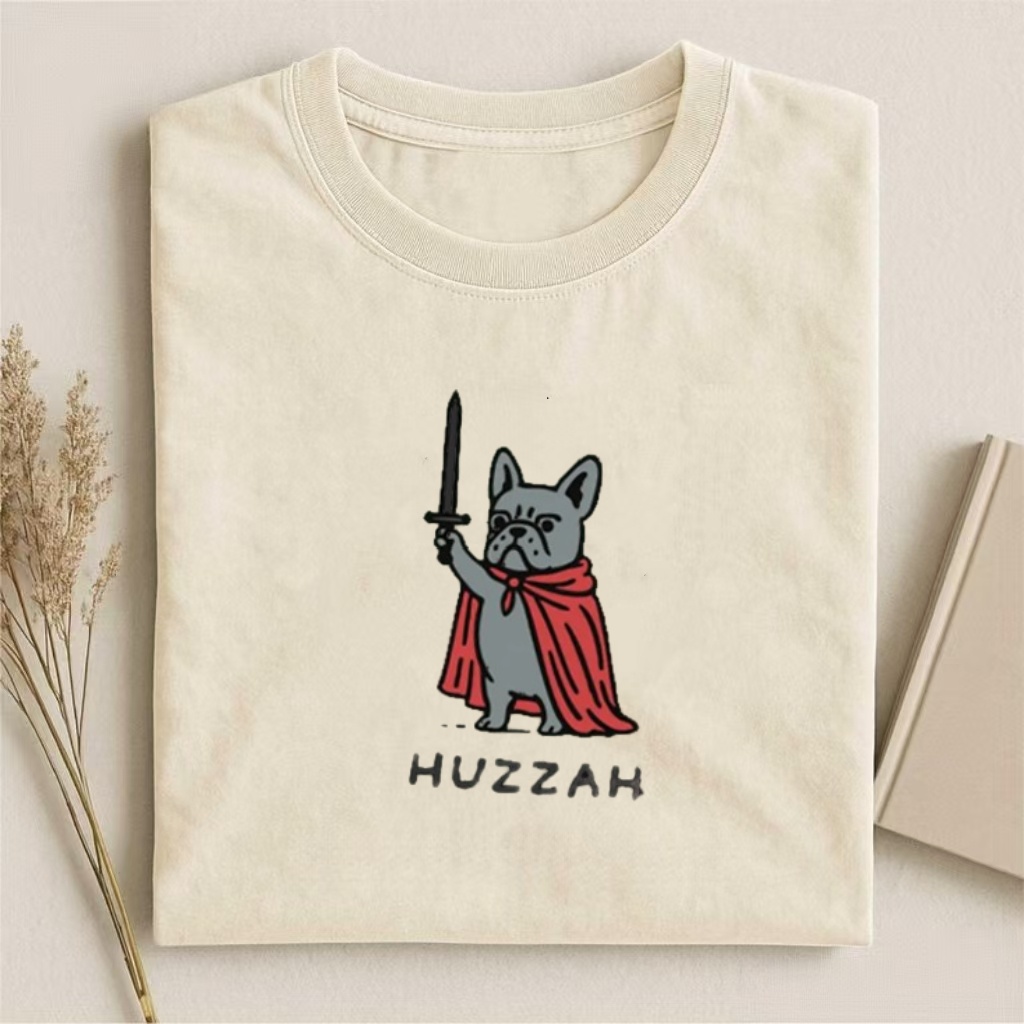 Huzzah Funny Medieval French Bulldog T-shirt
