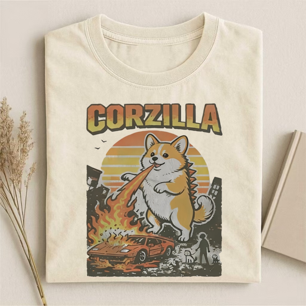 Funny Corgi Godzilla T-shirt