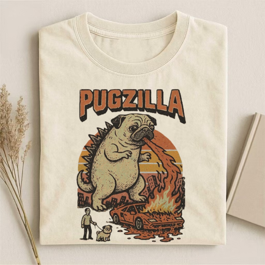 Funny Pug Godzilla T-shirt