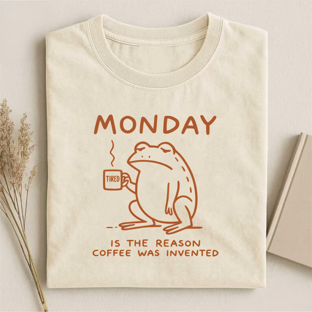 Monday Is The Reason Coffee Was Invented Tired Frog T-shirt