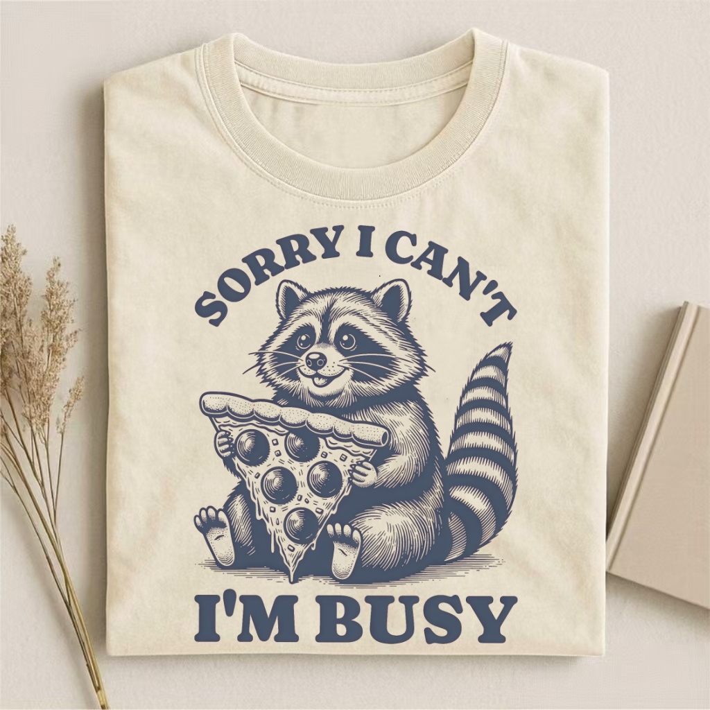 Sorry I Can't I'm Busy Retro Raccoon Animal T-shirt