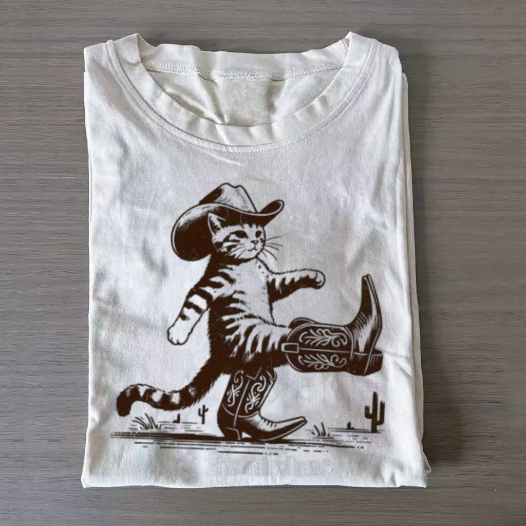 Cowboy Cat with Cowboy Boots Graphic T-Shirt