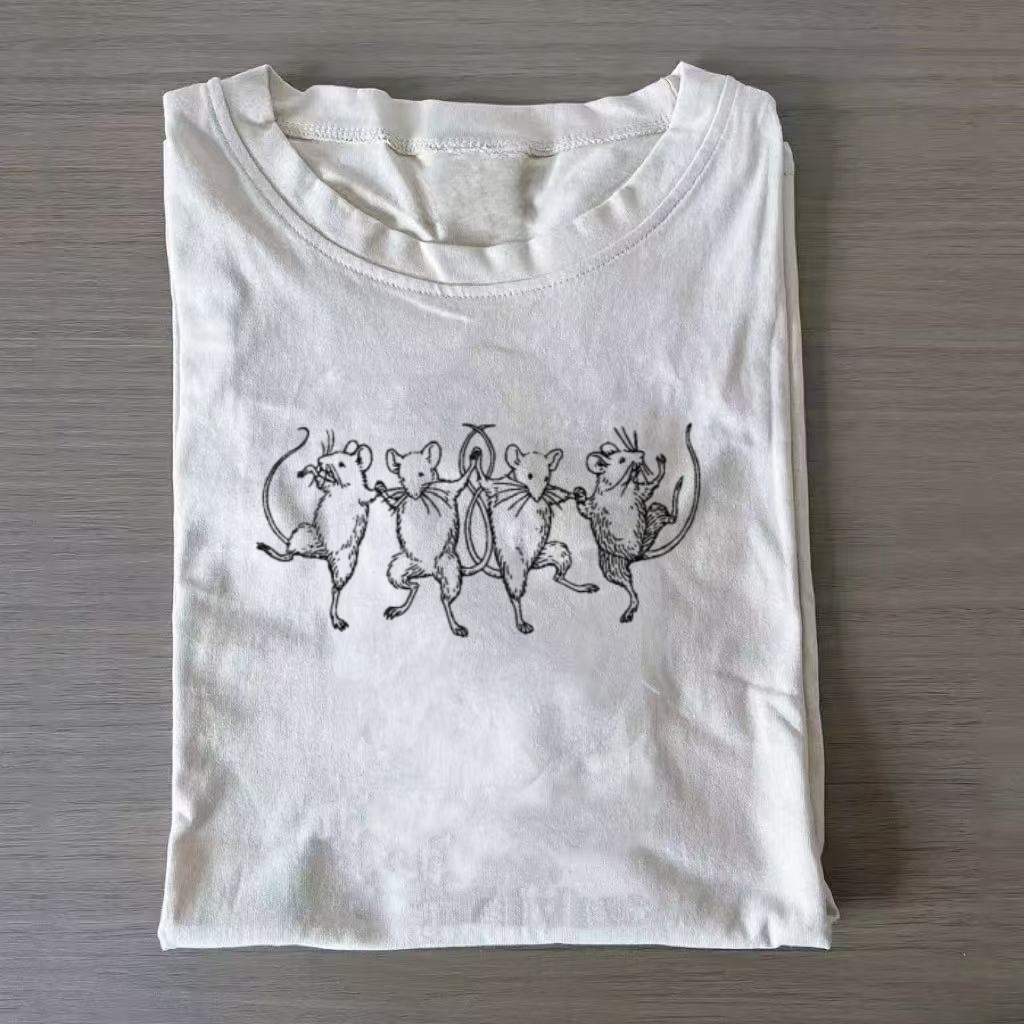 Dancing Mice Vintage Sketch Art T-Shirt