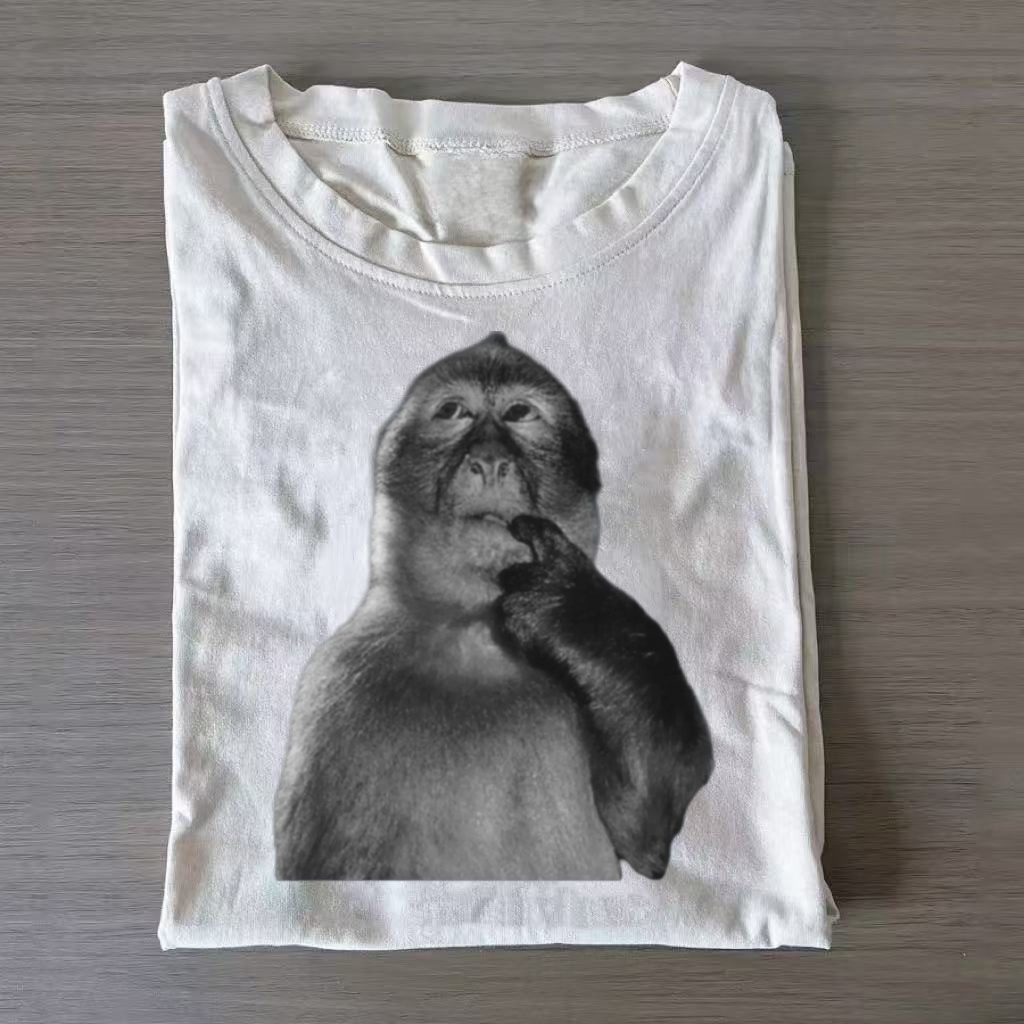 Thinking Monkey Meme T-shirt
