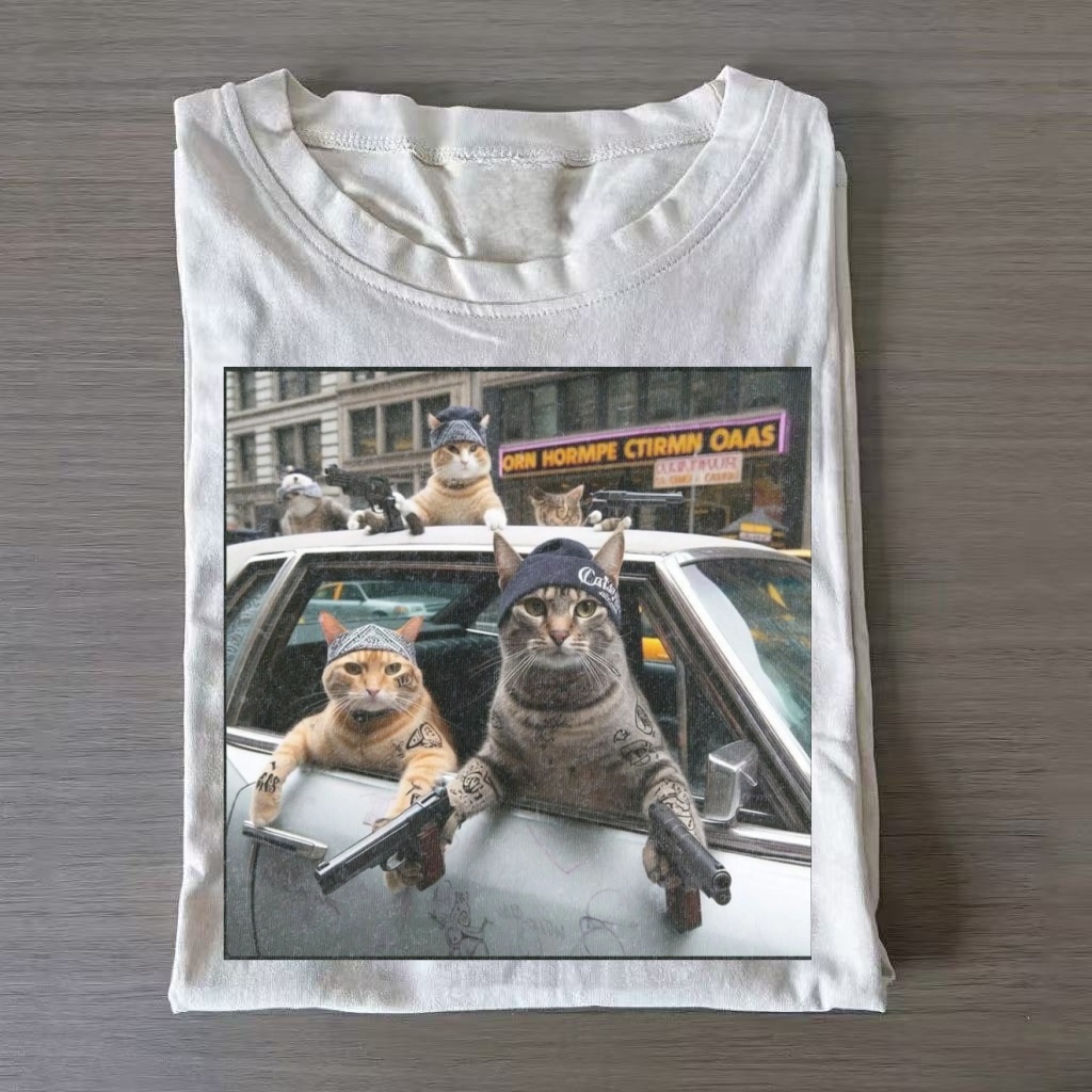 Gangsta Cats Car Meme T-shirt