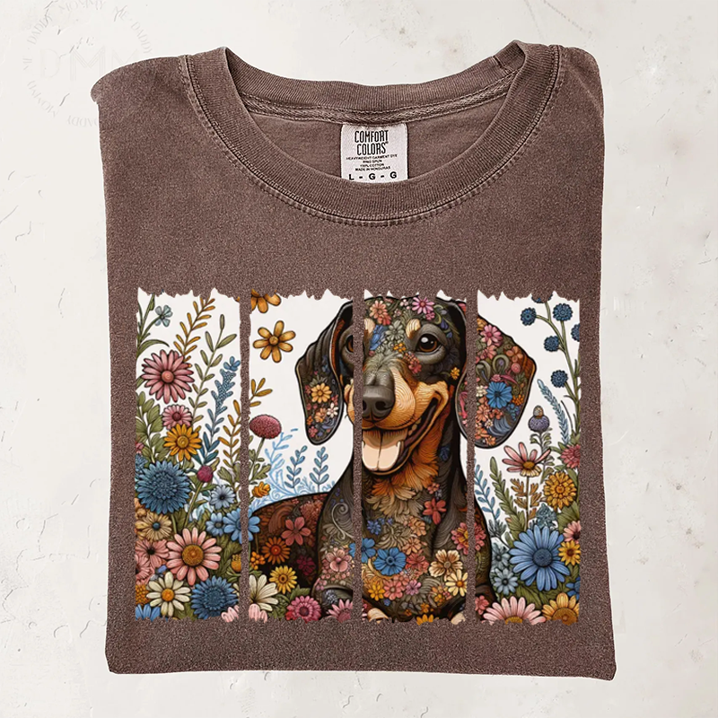 Floral Dachshund Comfort Colors T-shirt