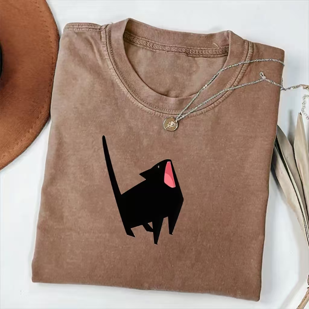 Origami Black Cat Minimalist T-shirt