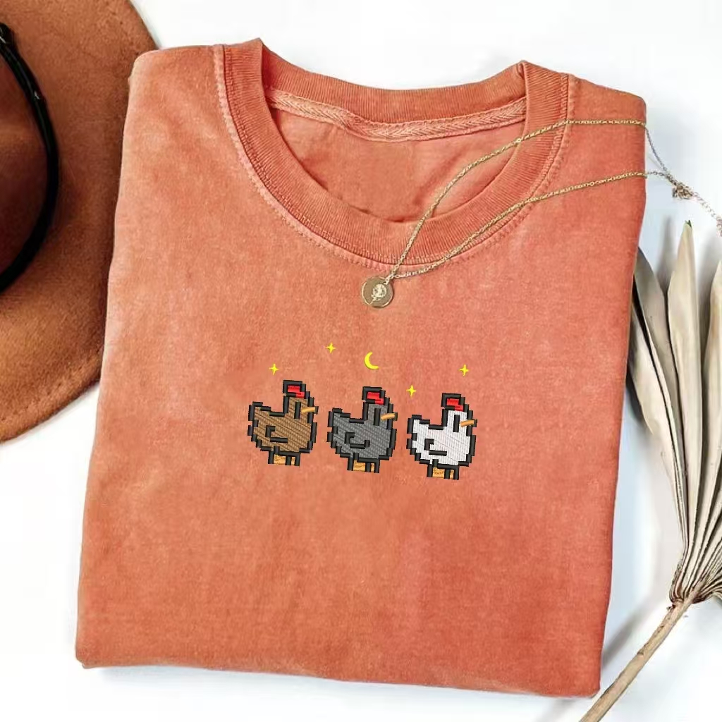 Embroidered Stardew Valley Chicken T-shirt