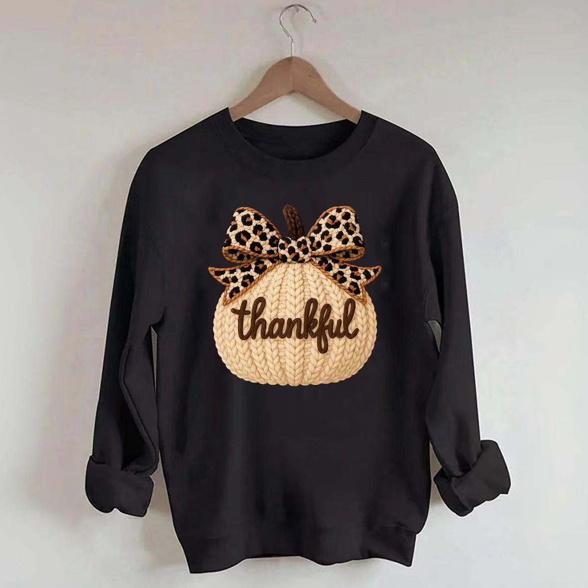 Thanksgiving "Thankful" Pumpkin Graphic Sweatshirt