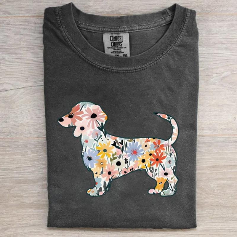 Floral Dachshund T-shirt