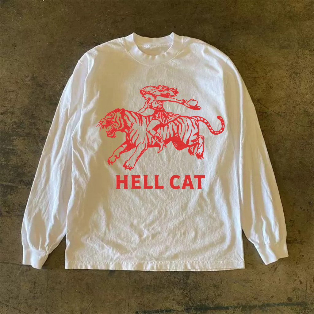 Vintage Cowgirl Hell Cat Long Sleeve Shirt