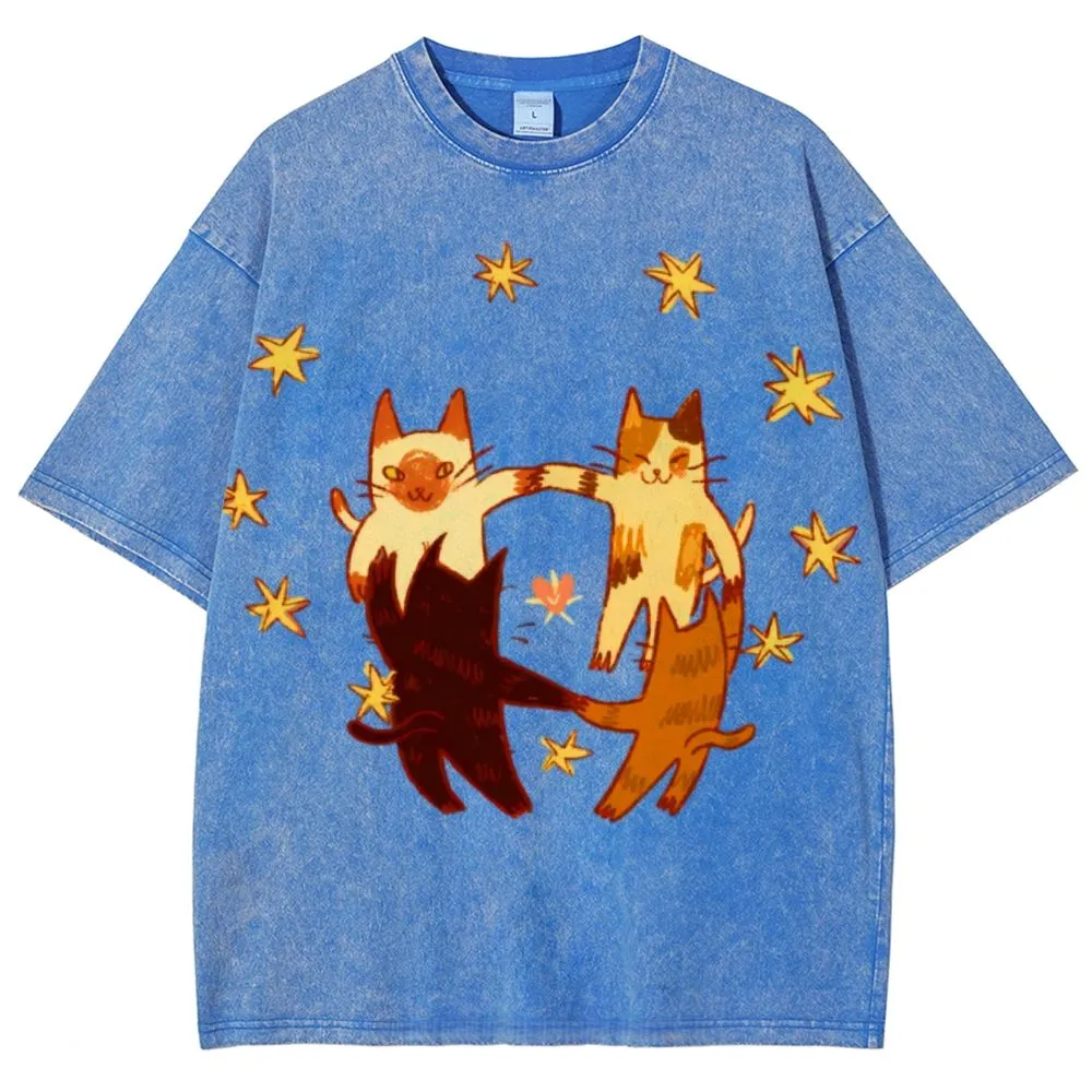 Circle Cats Washed T-Shirt
