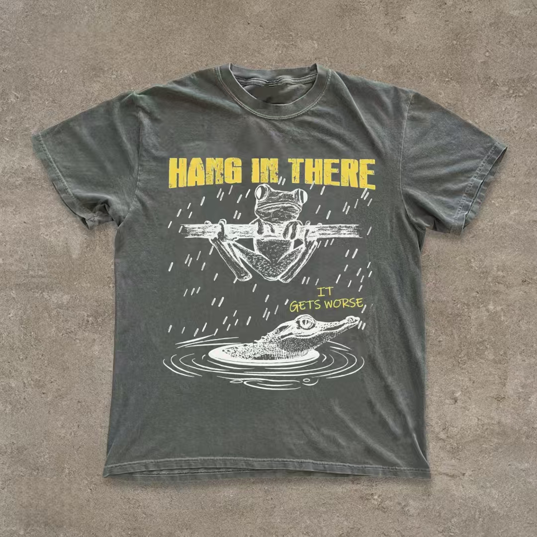 "Hang In There It Gets Worse" Frog & Alligator Humor T-shirt