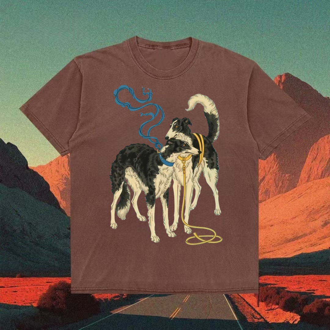 Border Collie Duo Psychedelic Art T-shirt