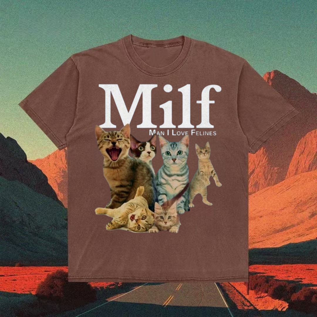 "MILF: Man I Love Felines" Cat Collage T-shirt
