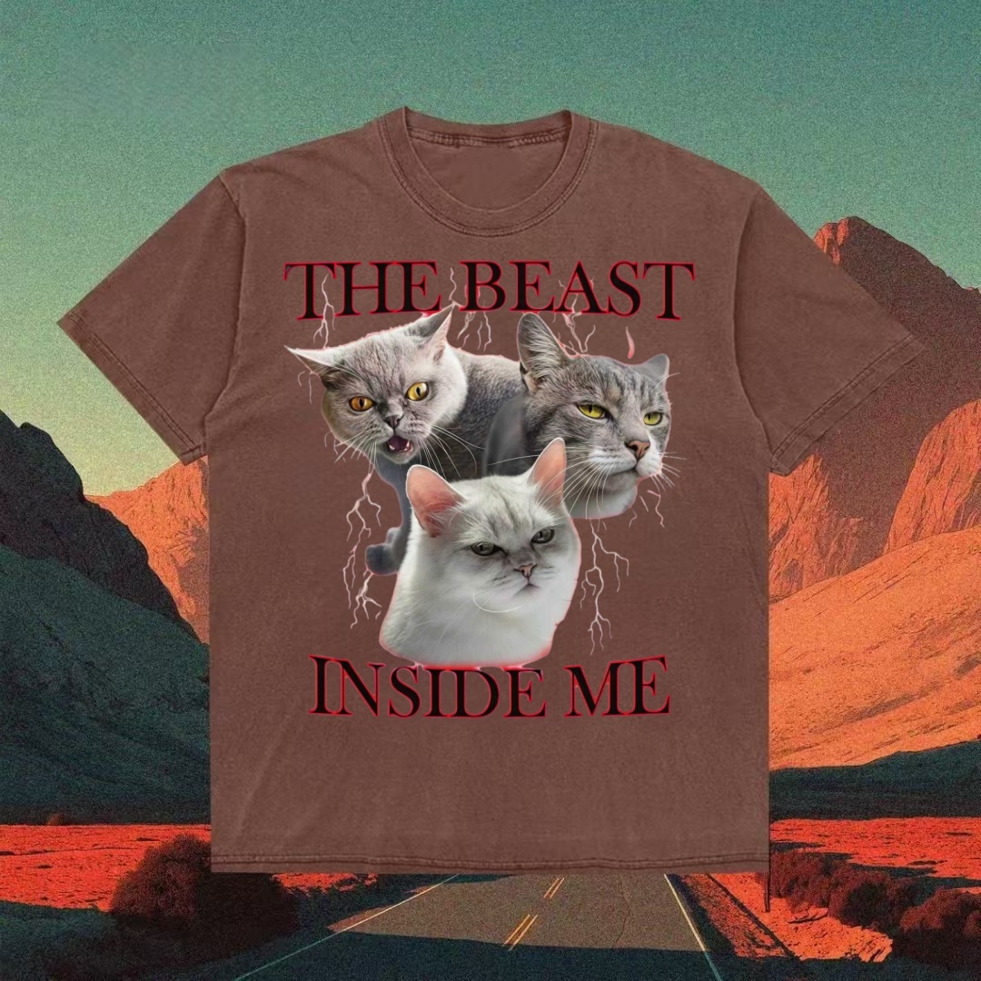 "The Beast Inside Me" Three Cats Meme T-shirt