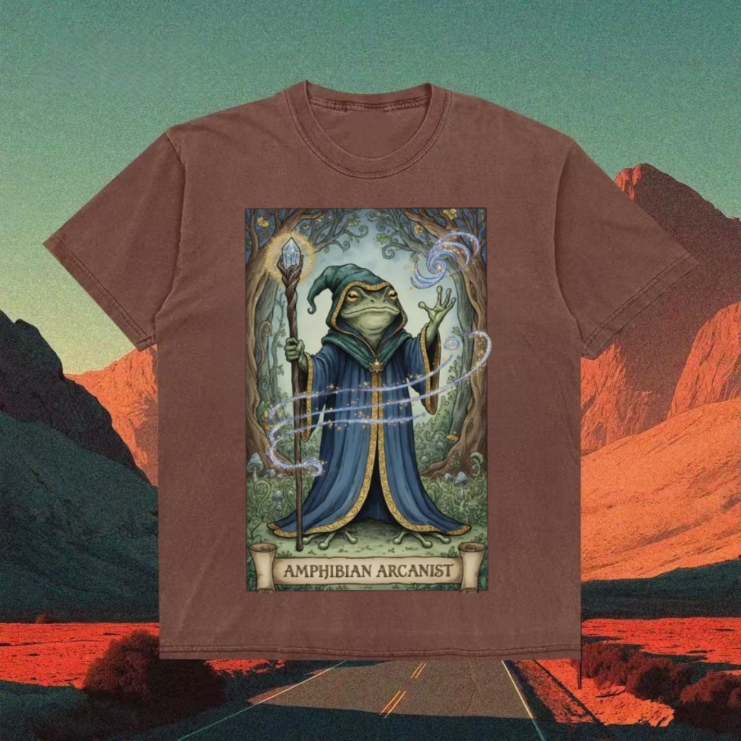 "Amphibian Arcanist" Frog Wizard Tarot T-shirt