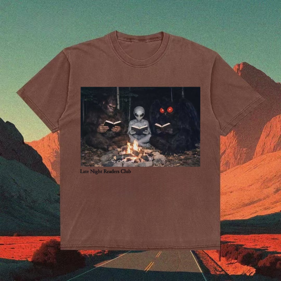 "Late Night Readers Club" Cryptid Campfire T-shirt