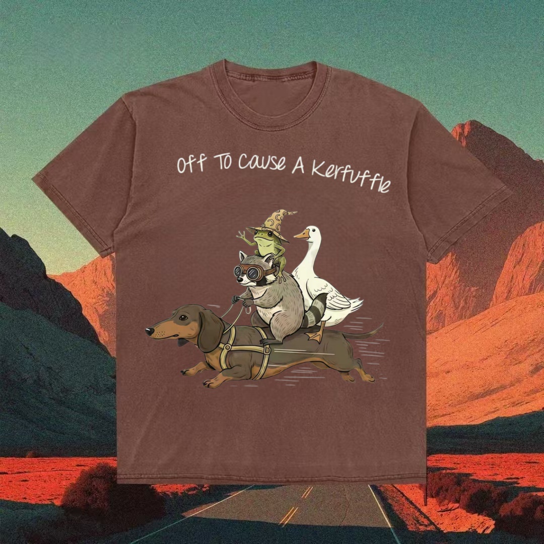 "Off to Cause a Kerfuffle" Dachshund Squad T-shirt