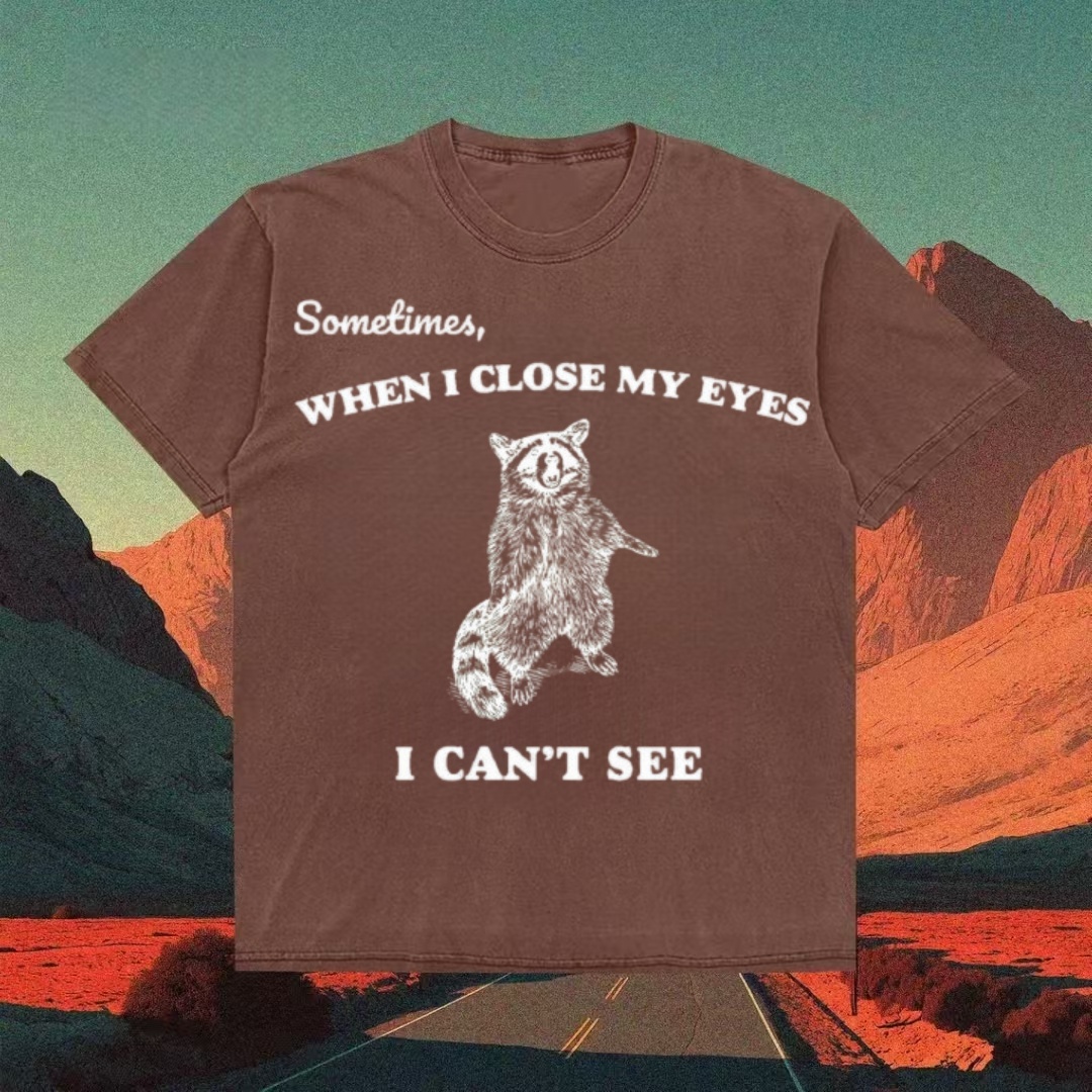 "Sometimes I Close My Eyes I Can't See" Raccoon Meme T-Shirt