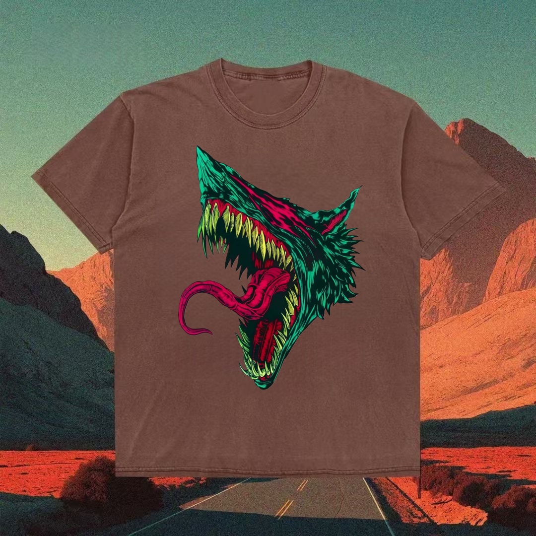 Monster Wolf Head Horror Graphic T-shirt