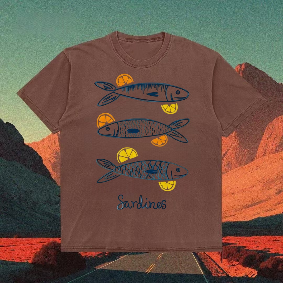 Sardines & Citrus Doodle Minimalist T-shirt