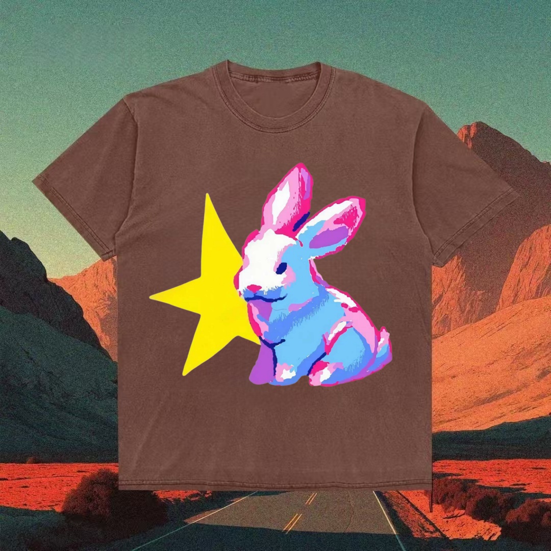Pop Art Bunny With Yellow Star T-shirt