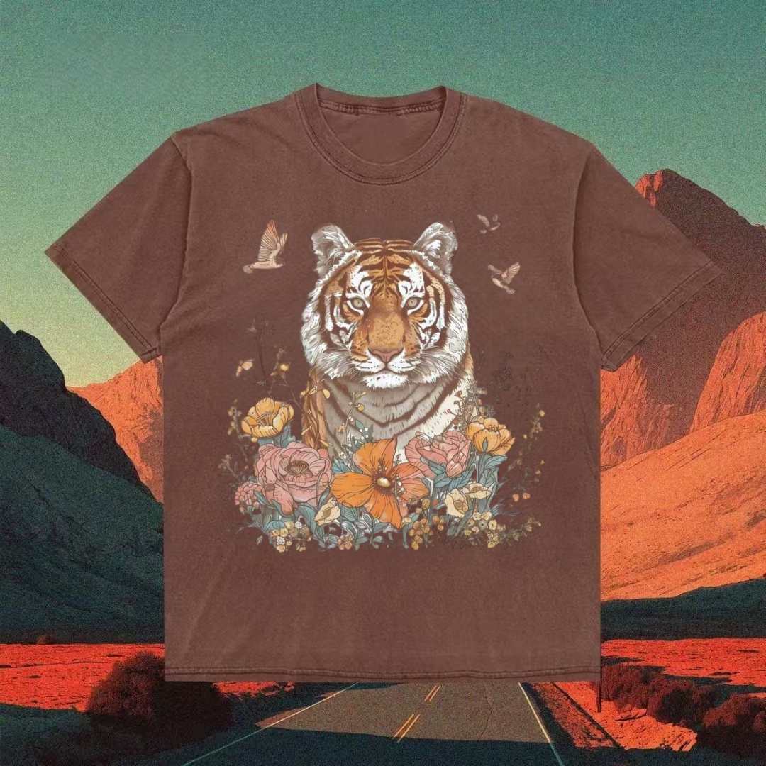 Floral Tiger Vintage Botanical T-shirt