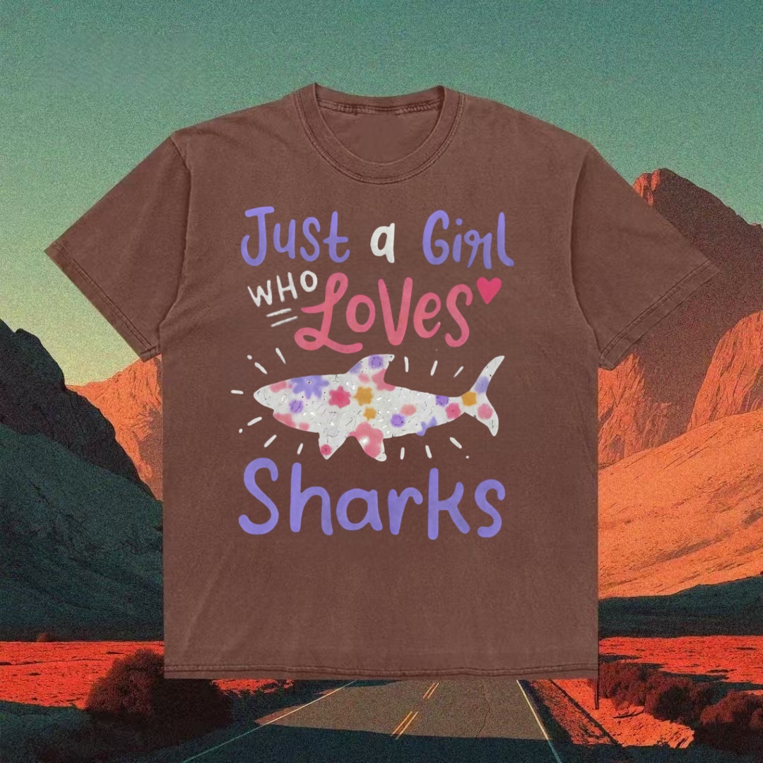 "Just A Girl Who Loves Sharks" Graphic T-shirt