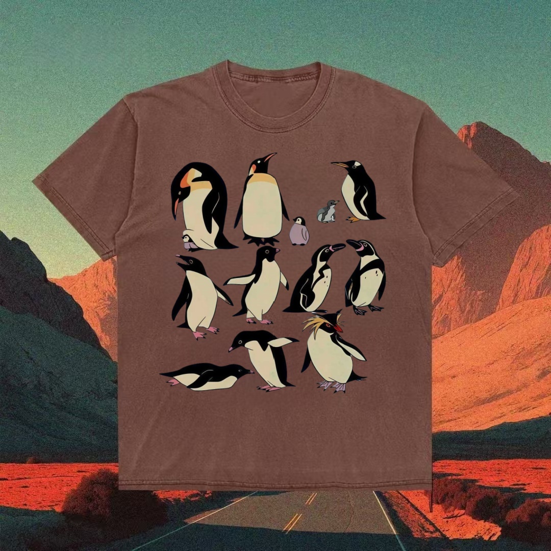 Penguin Species Illustrated Graphic T-shirt