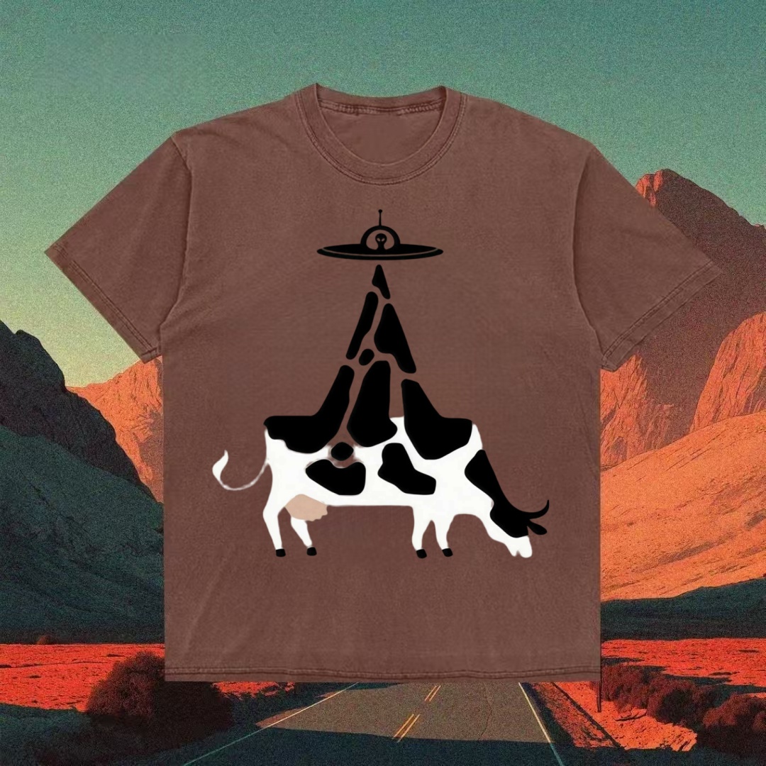 UFO Cow Abduction Funny Meme T-shirt