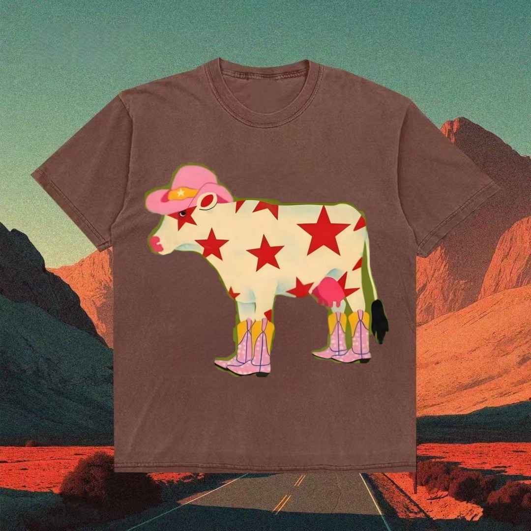 Cowboy Cow With Stars & Boots T-shirt