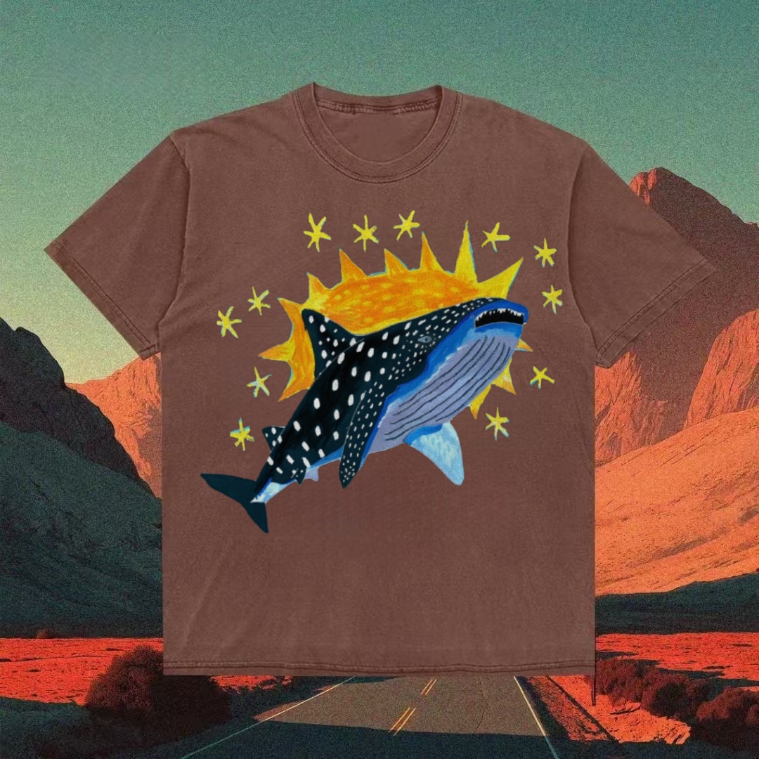 Whale Shark & Sun Cosmic Art T-shirt