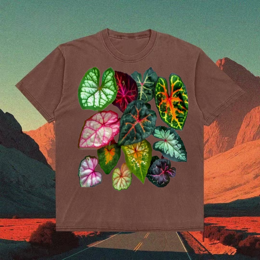 Caladium Leaf Botanical Collage T-shirt
