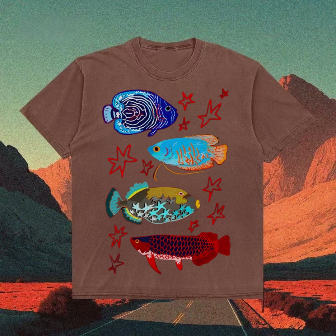 Tropical Fish & Star Graphic T-shirt