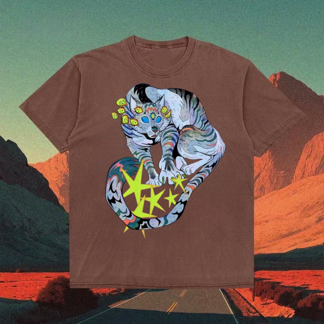 Multi-Eyed Cosmic Cat Psychedelic T-shirt