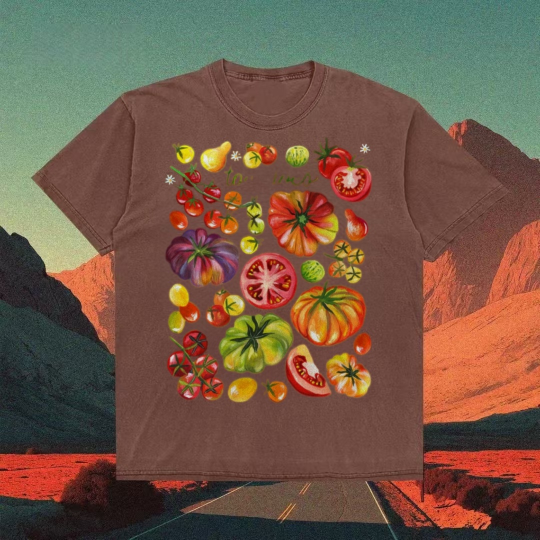 Tomato Varieties Botanical Collage T-shirt