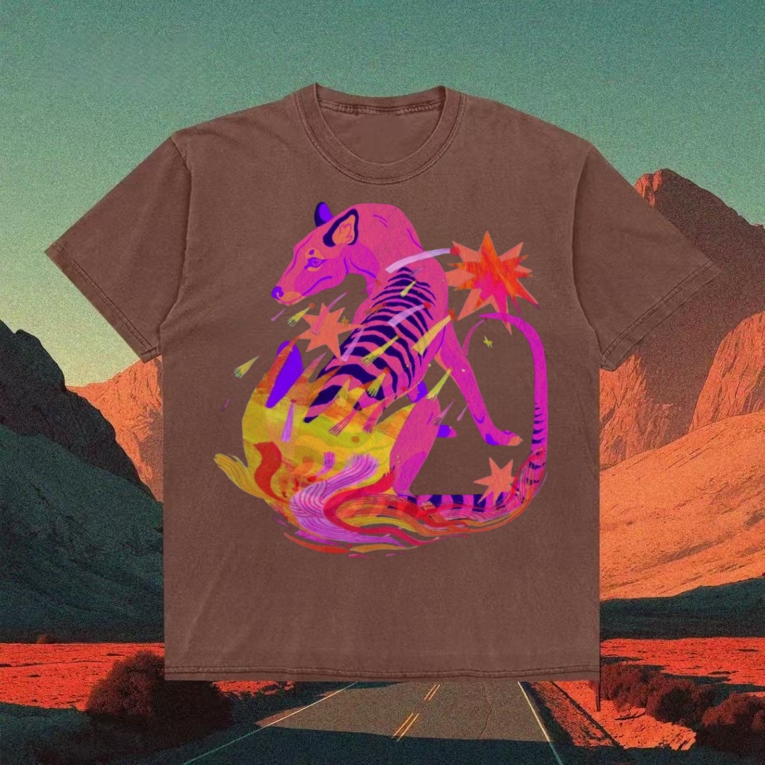Psychedelic Pink Tiger Art T-shirt