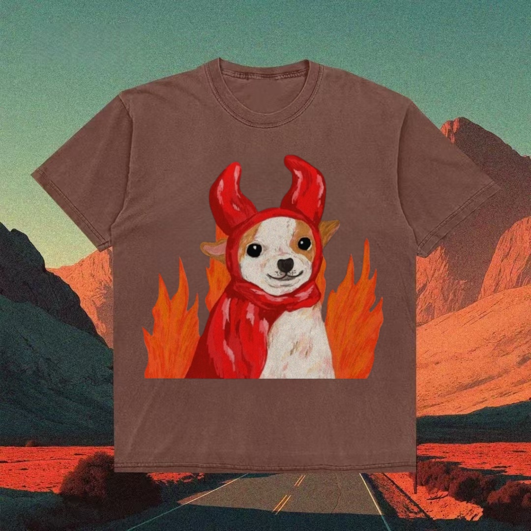 Devil Chihuahua With Flames T-shirt
