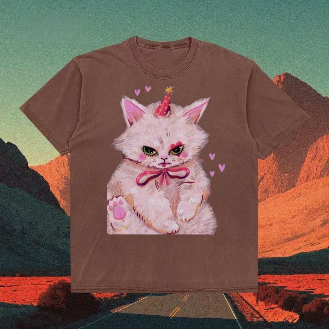 Birthday Party Kitten Cute Art T-shirt