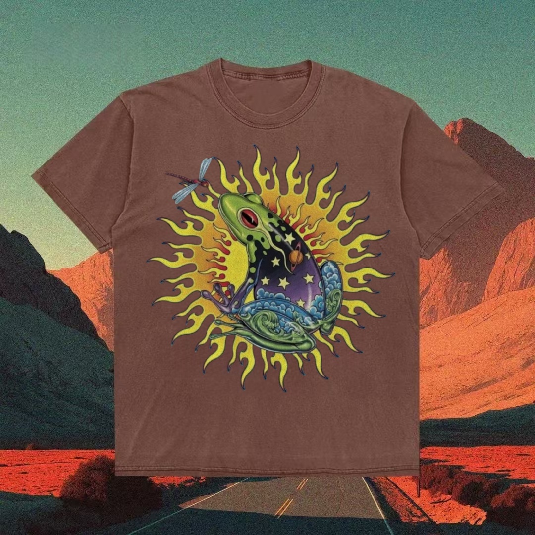 Cosmic Frog With Sun & Dragonfly T-shirt